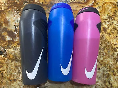 $14.99 • Buy Nike Water Bottle 24 Ounces Sports Squeeze Black Blue Pink BPA Free 3 Lot Set