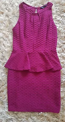 Ladies Size 10 Cerise Miss Selfridge Peplum Dress In Excellent Condition • £11.99