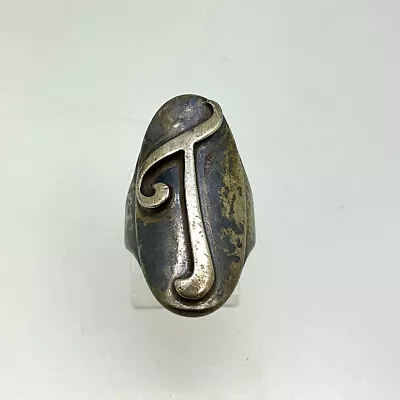 Sterling Silver ‘T’ Monogram Ring Size 6 • $99