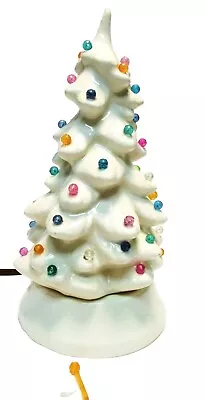 Vintage Mini 7 Inch Ceramic Christmas Tree In White Working Pastel Lights !!!! • $49.95