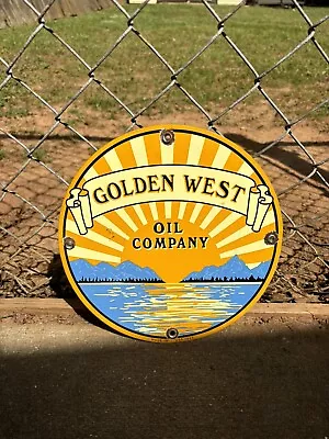 Vintage Porcelain Golden West Oil Company Gas And Oil Sign • $9.99