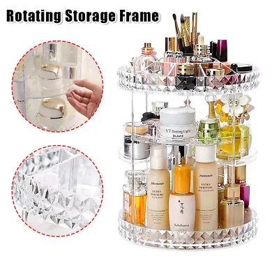 Large 360° Rotating Makeup Organiser Cosmetic Storage Box Perfume Display Stand • £10.29