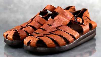 Mephisto Men's Fisherman Sandals Size EU 43 US 9 Leather Brown Made In France • $64