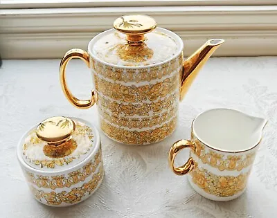 Versace Rosenthal Medusa Rhapsody 5 Pcs Tea Pot Covered Sugar And Creamer Set NO • $398