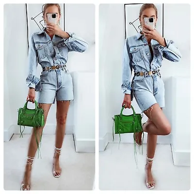 Denim Playsuit Jumpsuit Zara Blue New Measurements Small NWT • $65