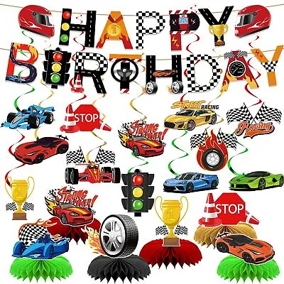 Race Car Party Decorations Happy Birthday Banner  • $21.77
