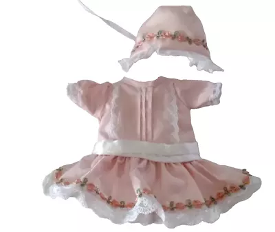 Edwardian Style Peach Dress & Bonnet For Antique / Vintage Doll 6 & 1/2  Long • £13.95