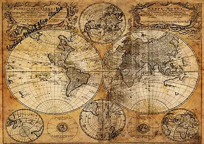 World Map Vintage Poster Middle Ages Wall Prints Art Decor 24  X 32  Inch W01 • $16.99