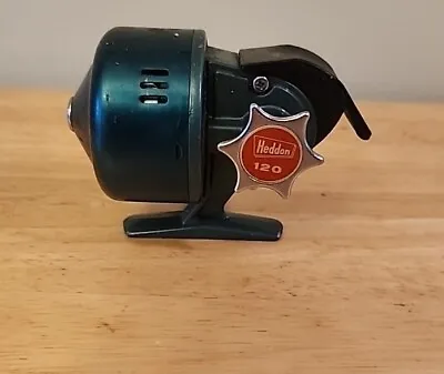 Vintage Heddon 120 Closed Spincast Fishing Reel Green Metallic • $18.95