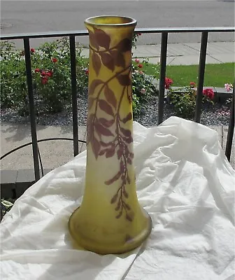 EMILE GALLE Signed Acid Etched Double Overlay Cameo Glass Vase 1900's - 18  • £4016.71