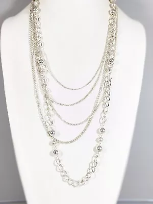 Croft & Barrow Silver Tone Multi Chain Layered Necklace 24 Inches • $10.84