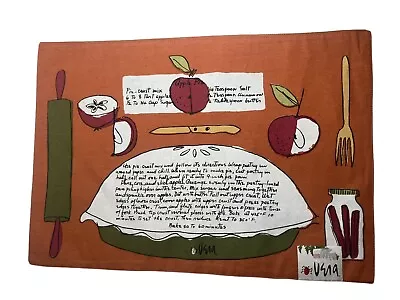 Vera Neumann Fabric Fall Autumn Apple Pie Recipe Placemat Set Of 4 Bardwil Linen • $44.99