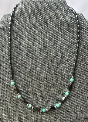 Men's Women's Black Magnetic Hematite Necklace Round Turquoise Very Strong! • $40.99