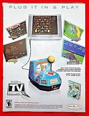 2004 Ms PAC - MAN Plug & Play Video Game GALAGA MAPPY = Official Promo Print AD  • £13.49