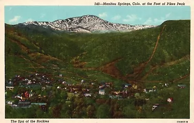 Postcard CO Manitou Springs At Foot Of Pikes Peak Posted 1949 Vintage PC H4695 • $4