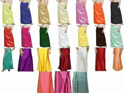 £10.01 • Buy Satin Silk Saree Petticoat Solid Inskirt Underskirt Skirt Indian Sari Inner Wear