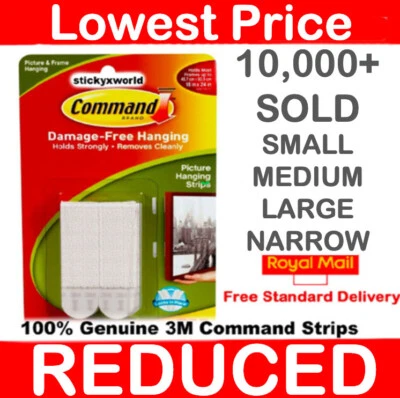 £0.99 • Buy 3M Command Strips Self Adhesive Picture Frame Hanging Strips Poster Strips