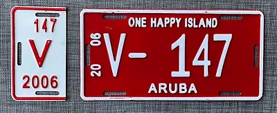 Aruba One Happy Island 2006 Vehicle License Plate #V-147 With Half-Year Tag • $8