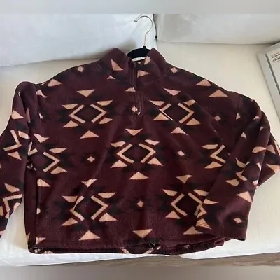 Tribal Print Fleece Pullover Half-Zip Sweater Vibrant • $18.99
