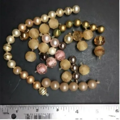 VTG Pop Beads Lot Loose Shades Of Brown Metallic Pearl Faceted Adjustable Retro • $20