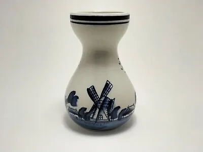 Vintage Hyacinth Forcing Vase Delft Blue Holland Windmill Ceramic Sailing Ships • $20