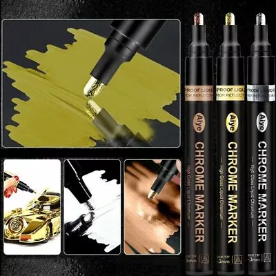 Metallic Liquid Chrome Mirror Finish Paint Pen Waterproof Silver Art Marker·DIY· • £9.59