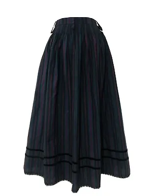 Cotton Vintage Skirt Retro Black Striped Boho Mid Landhaus Frida Kahlo Size 8  • £29.75