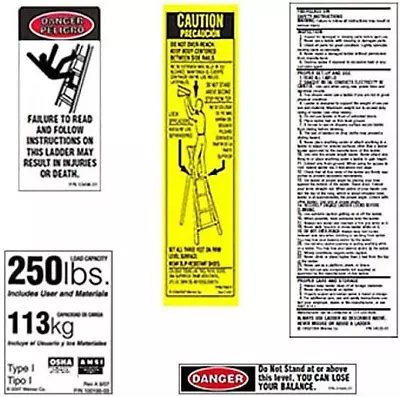 250 LB Fiberglass Step Ladder Label Kits (Pack Of 6) • $55.77
