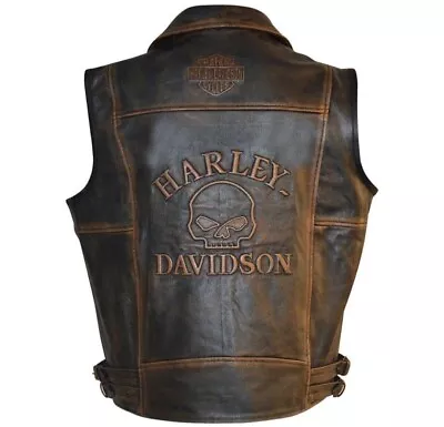 Men's Motorcycle Knuckle Distressed Biker Genuine Leather Vest • $24.99