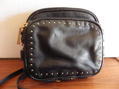 R&EM By Rebecca Minkoff Black Studded Crossbody Gold Chain Accents Vegan 2011 • $34