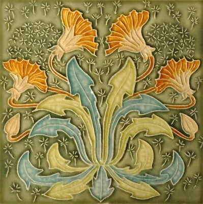 Art Nouveau Vintage Ceramic Tile Henry Richards Majolica Reproduction Fliese • $19.79