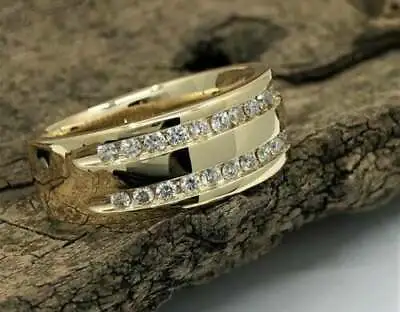 Mens Diamond Wedding Band Promise Ring Anniversary Ring 14K Yellow Gold Over • $98.39