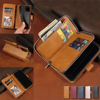 $6.99 • Buy Zipper Leather Wallet Card Case For IPhone 14 13 12 11 Pro Max X XR 8 Flip Cover