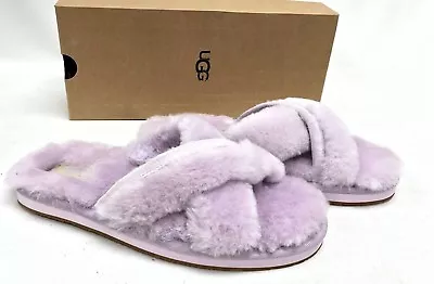 Ugg Australia Abela Lavender Fog Slipper Slides Criss Cross 1017548 House Shoes • $44.99