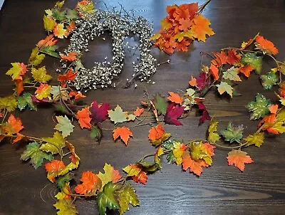 Lot 3 Fall Autumn Thanksgiving Leaves Garland Or Wreath Decoration  Arrangement • $19.95