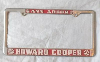 Vintage Howard Cooper VW Volkswagen Dealership License Plate Frame Ann Arbor MI • $139.99