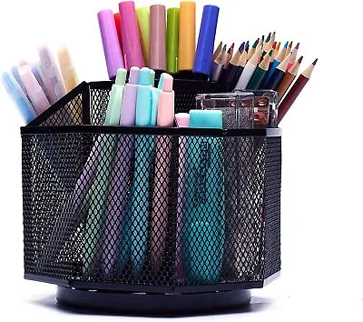 Exerz Desk Organiser / Mesh Desk Tidy / Pen Holder / 360 Rotating • £12.99