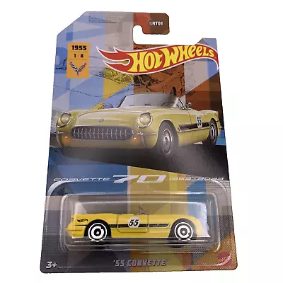 HOT WHEELS '55 Corvette Yellow 70th Anniversary 1/8 • $9.99