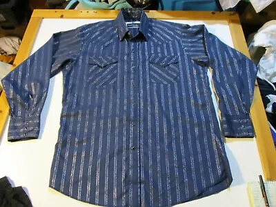 RANCH And TOWN PANHANDLE SLIM WESTERN SNAP BUTTON GLITTER THREAD SHIRT 16-1/2-35 • $19.99