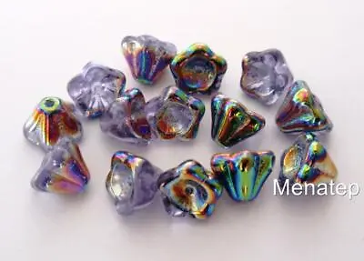 25 8 Mm Czech Glass Bell Flower Beads: Alexandrite - Vitral • $2.99