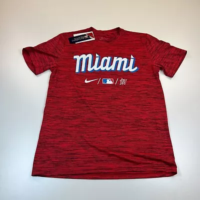 NEW NWT Nike Miami Marlins Shirt Mens Medium Red Dri Fit Crew Neck MLB • $22.99