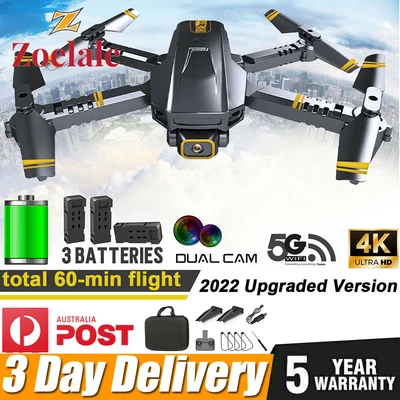 $46.80 • Buy 5G 4K GPS Drone HD Camera Drones WiFi FPV Foldable RC Quadcopter +3 Battery AU