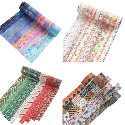 12/24 Rolls Washi Tape Decorative Scrapbooking Paper Adhesive DIY Sticker Set • £6.83