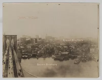 Vintage 1910s NYC View Of The City From Center Brooklyn Bridge Tower Photo #8 • $20.50