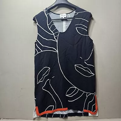 BIMBA Y LOLA WOMENS MINI DRESS VISCOSE /ELASTANE BLACK/WHITE SIZE L PIT-PIT 49cm • £29.95