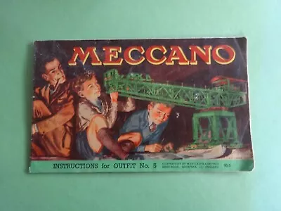Meccano Instructions For Outfit No. 5 Manual Vintage Item • £8.99