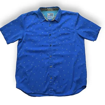 Modern Amusement Button Down Shirt Mens XL Blue Polka Dot Camo Short Sleeve • $9.49