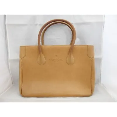 Authentic MORABITO Leather Light Brown Tote Bag Hand Bag Logo Women Used JPN • $151.36