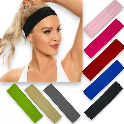 Wide Plain Stretchy Fabric Headband Kylie Band Unisex Bandeau Hairbands 5 Cm UK • £2.49