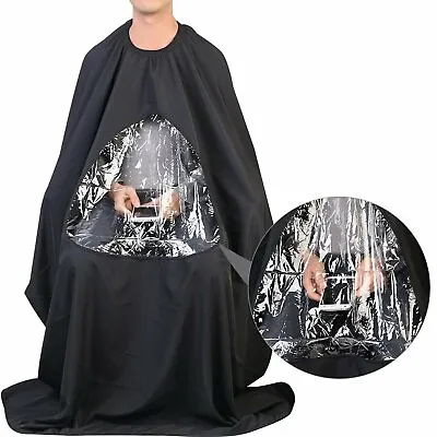 $8.45 • Buy Hair Cutting Barber Cape With Window Phone Viewing Apron Stylist Gown US